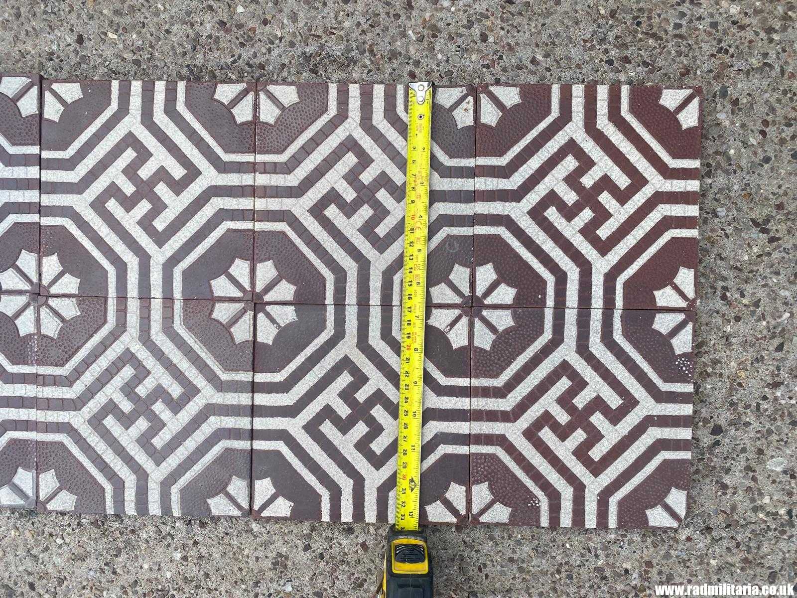 & original old German FLOOR TILES with swastica - SET of 12, maker: Villeroy & Boch Mettlach rare ! - Image 9