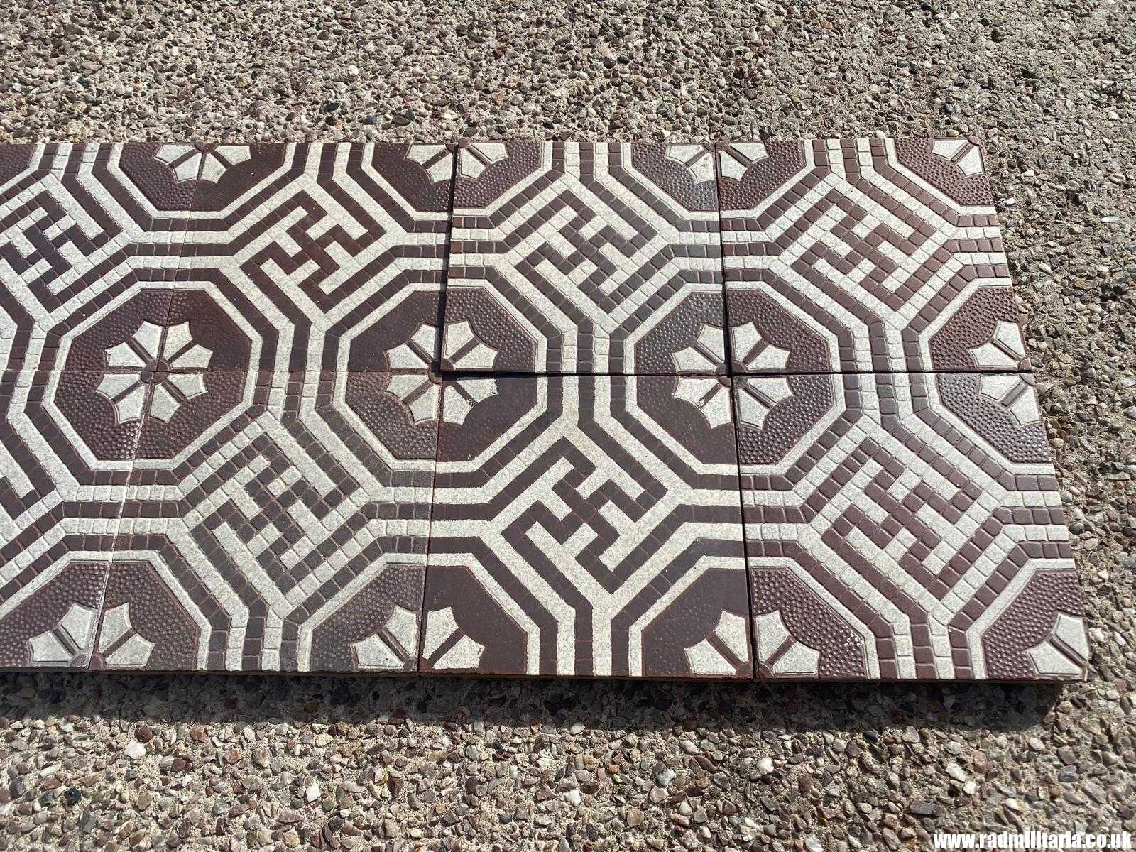 & original old German FLOOR TILES with swastica - SET of 12, maker: Villeroy & Boch Mettlach rare ! - Image 10