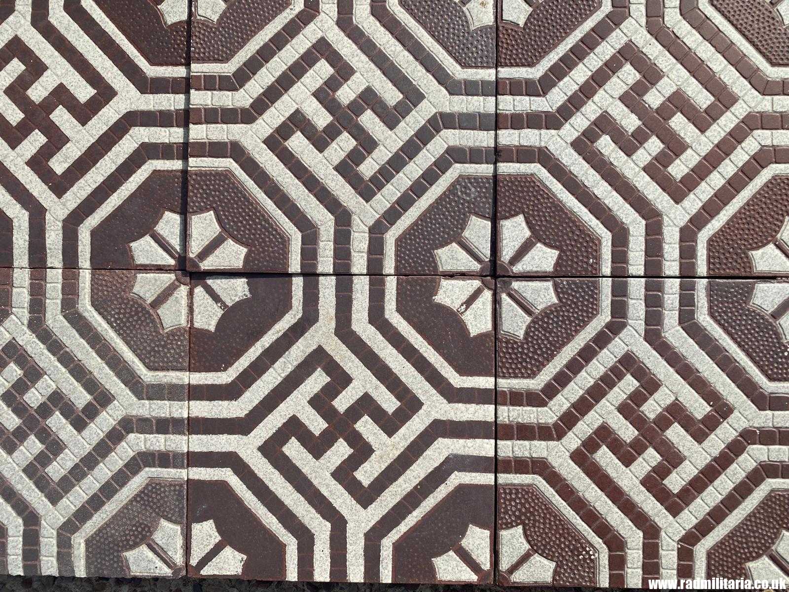 & original old German FLOOR TILES with swastica - SET of 12, maker: Villeroy & Boch Mettlach rare !