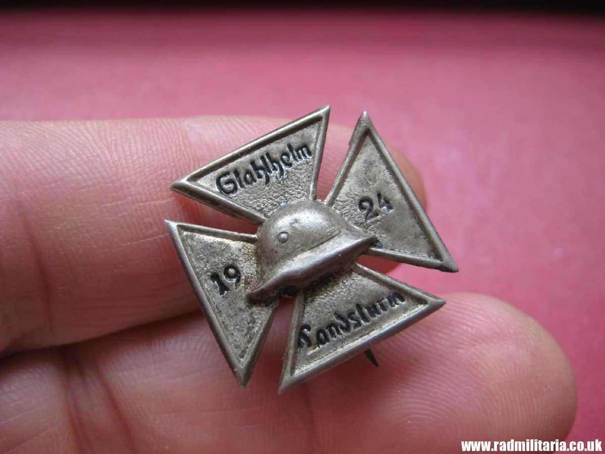 & WW2 original German BADGE - STAHLHELM LANDSTURM 1924 - rare. - Image 3