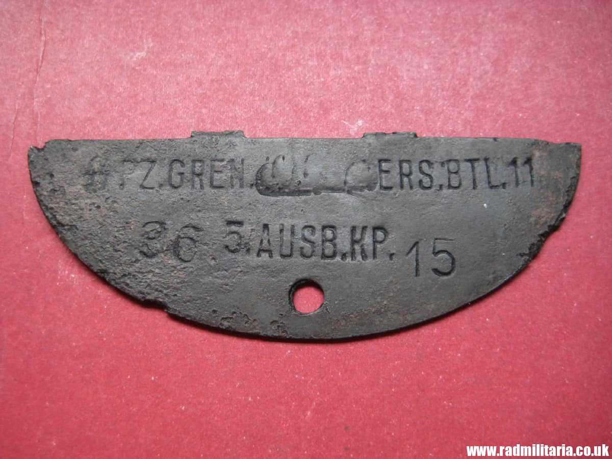& WW2 original SS DOG TAG ID Disc: "SS PZ.GREN.ERS.BTL.11 36 5AUSB.KP. 15. - genuine !! - Image 3