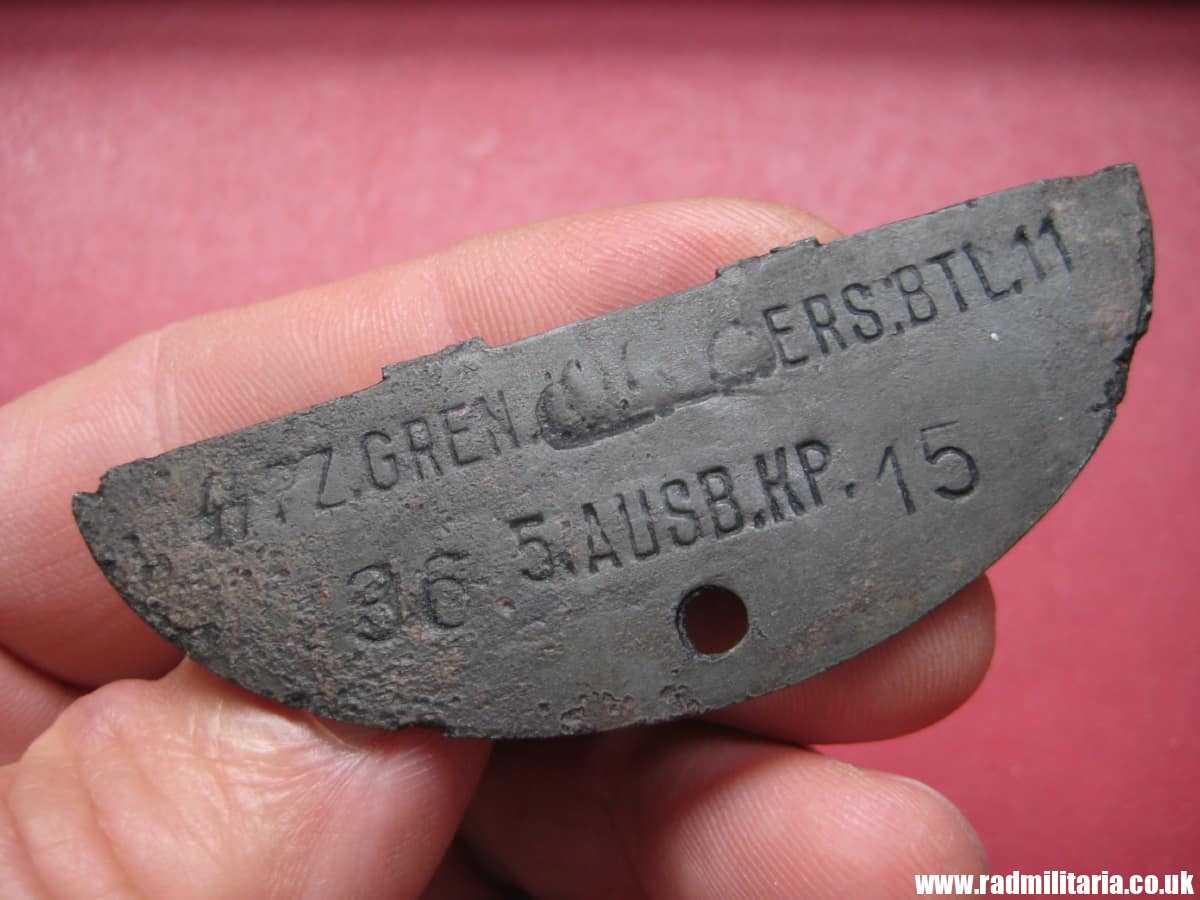 & WW2 original SS DOG TAG ID Disc: "SS PZ.GREN.ERS.BTL.11 36 5AUSB.KP. 15. - genuine !! - Image 6
