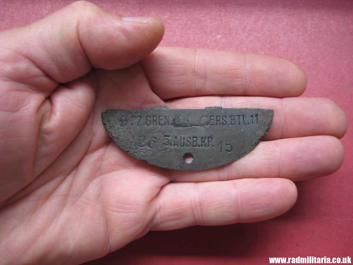 & WW2 original SS DOG TAG ID Disc: "SS PZ.GREN.ERS.BTL.11 36 5AUSB.KP. 15. - genuine !! - Image 10
