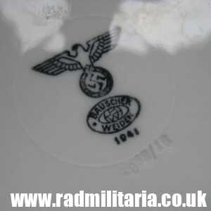 & WW2 original German CERAMIC Wehrmacht SAUCER/SIDE PLATE - maker: BW BAUSCHER WEIDEN 1941.