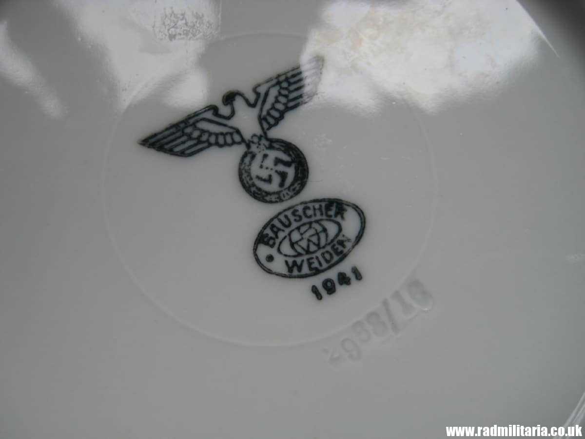 & WW2 original German CERAMIC Wehrmacht SAUCER/SIDE PLATE - maker: BW BAUSCHER WEIDEN 1941.