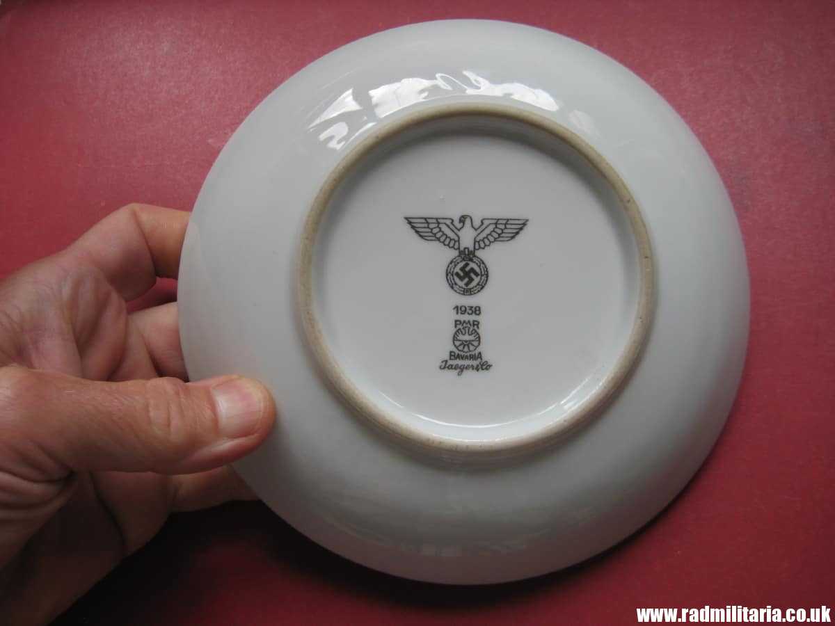& WW2 original German CERAMIC Wehrmacht SAUCER/SIDE PLATE - maker: 1938 PMR BAVARIA Jaeger & Co - Image 3