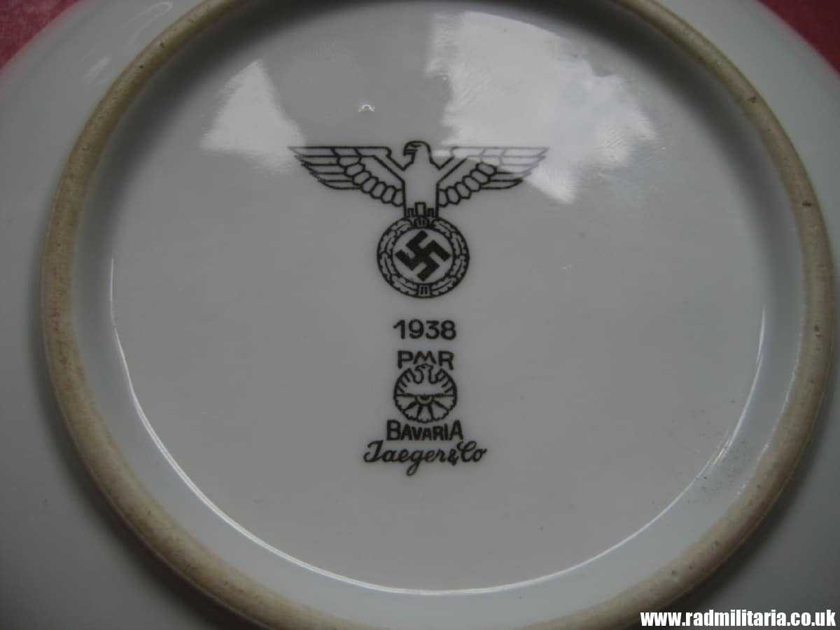& WW2 original German CERAMIC Wehrmacht SAUCER/SIDE PLATE - maker: 1938 PMR BAVARIA Jaeger & Co - Image 6