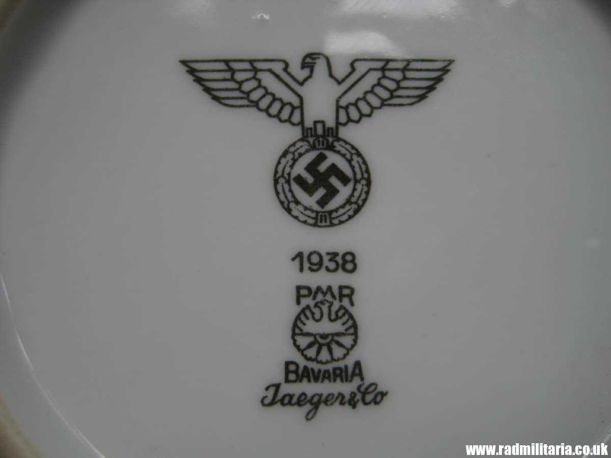 & WW2 original German CERAMIC Wehrmacht SAUCER/SIDE PLATE - maker: 1938 PMR BAVARIA Jaeger & Co - Image 7