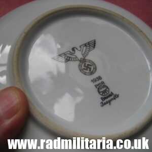 & WW2 original German CERAMIC Wehrmacht SAUCER/SIDE PLATE - maker: 1938 PMR BAVARIA Jaeger & Co