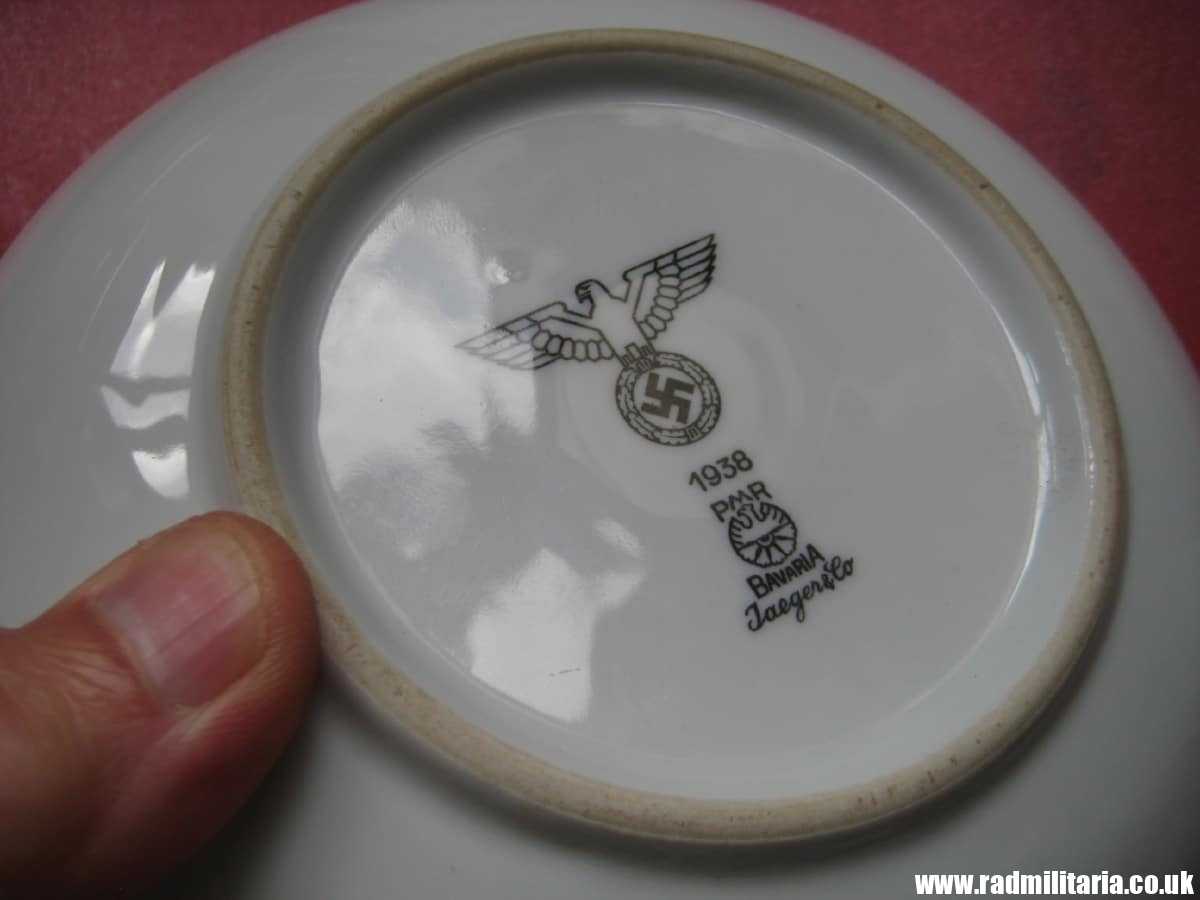 & WW2 original German CERAMIC Wehrmacht SAUCER/SIDE PLATE - maker: 1938 PMR BAVARIA Jaeger & Co