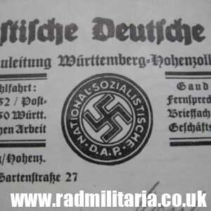 & WW2 original German DOCUMENT 12.01.1938 sent from NSDAP Wurtenberg to Reichskanzlei Berlin W8, Wilhelmstr. 78. - rare.